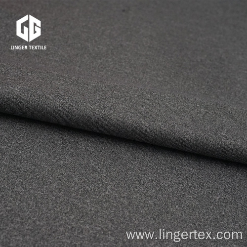 Dark Heather Grey Cationic Poly Interlock Knitted Fabric